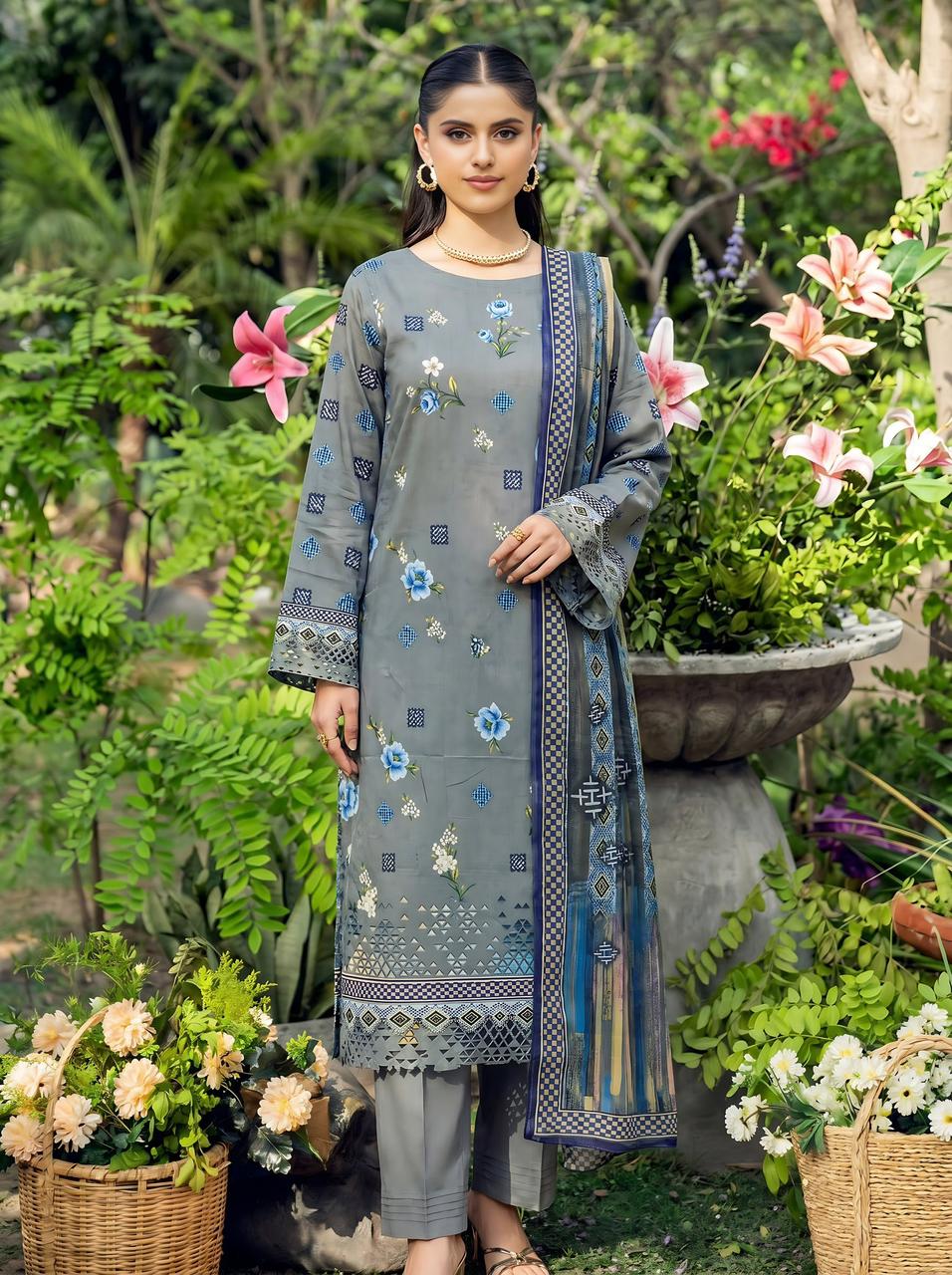 Fatimas Supreme Printed Lawn 3 Piece Unstitched Suit – Vol 3113